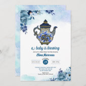 ベビーは醸造茶パーティーベビーシャワー招待状 招待状 (正面/裏面)