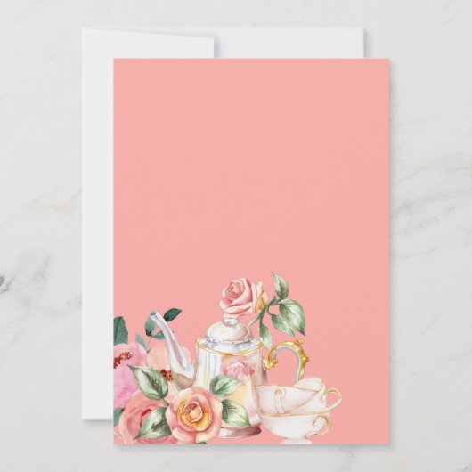 ベビーは醸造赤面フラワーベビーシャワー茶Inv 招待状 (裏面)