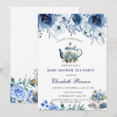 ベビーは醸造赤面フラワーベビーシャワー茶Inv 招待状 (正面/裏面)