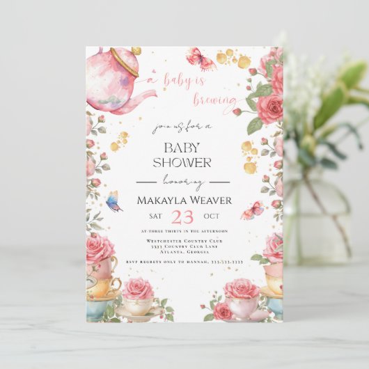 ベビーは醸造赤面花ベビーシャワー茶 招待状 (スタンド正面)
