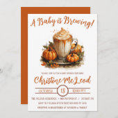 ベビーは醸造、カボチャのスパイスラテベビーシャワー 招待状 (正面/裏面)