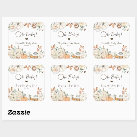 ベビーは醸造 秋のコーヒー赤ちゃんシャワー スクエアシール (シート)