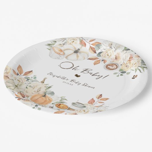 ベビーは醸造 秋のコーヒー赤ちゃんシャワー ペーパープレート (アングル)