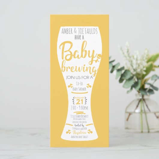 ベビーは醸造Co-Ed醸造所ベビーシャワー招待状 (スタンド正面)