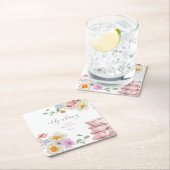 ベビーは野生の花の茶の赤ちゃんシャワーを醸造している スクエアペーパーコースター (インサイチュ)