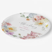 ベビーは野生の花の茶の赤ちゃんシャワーを醸造している ペーパープレート (アングル)