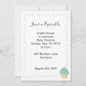 ベビーは青いカップケーキとシャワーの招待を振りかけます 招待状 (正面)