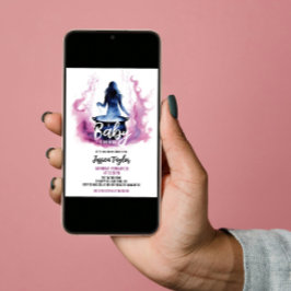 ベビーは魔女のコールドピンクの赤ちゃんシャワーを醸造している 招待状