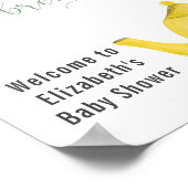 ベビーは黄色のティーポット赤ちゃんシャワーへようこそ ポスター (角)