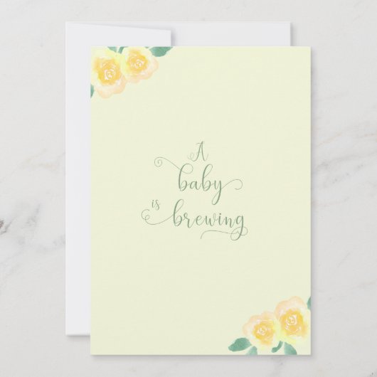 ベビーは黄色のティーポット赤ちゃんシャワーを醸造している 招待状 (裏面)