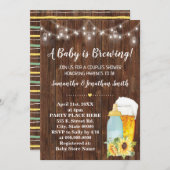 ベビーは、カップルの赤ちゃんシャワーの田舎シックを醸造している 招待状 (正面/裏面)