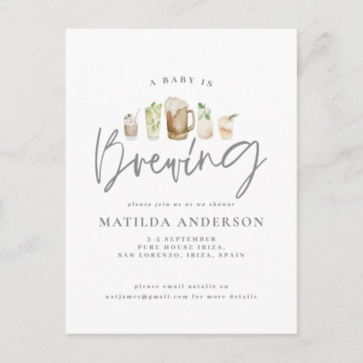 ベビーは、ビールのベビーシャワーと水を醸造している シーズンポストカード (正面)