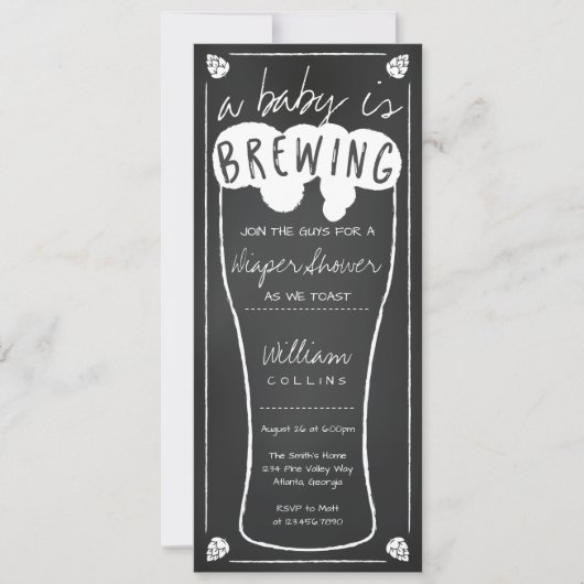 ベビーは、醸造シャワー招待状、おむつシャワーである 招待状 (正面)