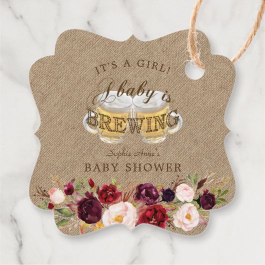 ベビーはBREWING Burlapフローラベビーシャワー フェイバータグ (裏面)
