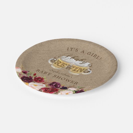 ベビーはBREWING Burlapフローラベビーシャワー ペーパープレート (アングル)