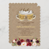 ベビーはBREWING Burlap Flowers BBQ Baby Shower 招待状 (正面/裏面)