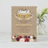 ベビーはBREWING Burlap Flowers BBQ Baby Shower 招待状 (スタンド正面)