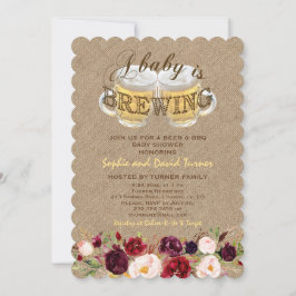 ベビーはBREWING Burlap Flowers BBQ Baby Shower 招待状