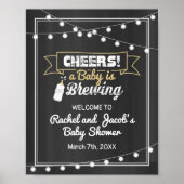 ベビーはChalkboardでウェルカムシャワーサインを醸造している ポスター (正面)