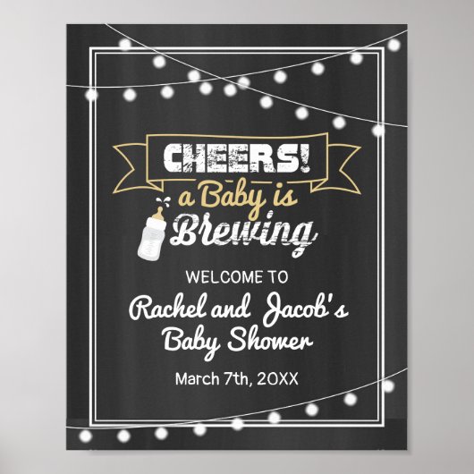 ベビーはChalkboardでウェルカムシャワーサインを醸造している ポスター (正面)