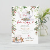 ベビーはChinoiserie紅茶のパーティー赤ちゃんシャワーを醸造している 招待状 (スタンド正面)
