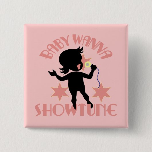 ベビーはShowtune (女の子)ボタンにほしいです 缶バッジ (正面)