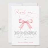 ベビーはWAYピンクボウ女の子の赤ちゃんシャワー サンキューカード (正面)