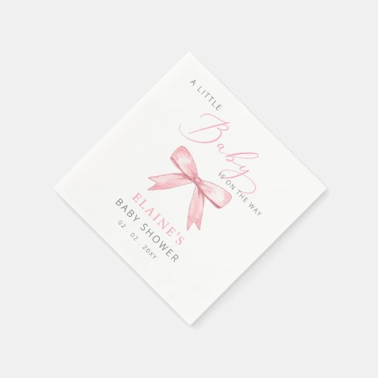 ベビーはWAYピンクボウ女の子の赤ちゃんシャワー スタンダードカクテルナプキン (角)