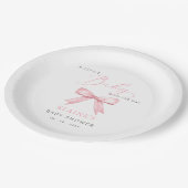 ベビーはWAYピンクボウ女の子の赤ちゃんシャワー ペーパープレート (アングル)