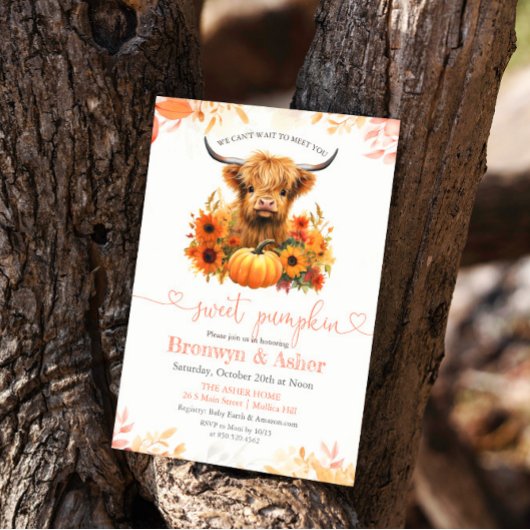 ベビーふくらはぎカウカボンプキンベビーシャワー招待状 招待状