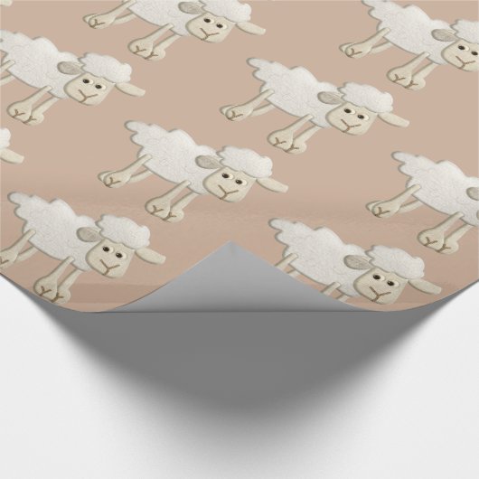 ベビーふっくらした子羊のテキスタイルの芸術漫画かわいい遠く ラッピングペーパー (角)