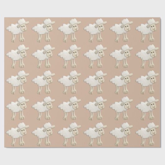 ベビーふっくらした子羊のテキスタイルの芸術漫画かわいい遠く ラッピングペーパー (フラット)