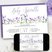 ベビーふりかけかわいらしパープルワイルドフラワー招待状 招待状