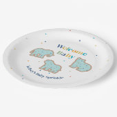 ベビーふりかける動物クッキー男の子のシャワー ペーパープレート (アングル)