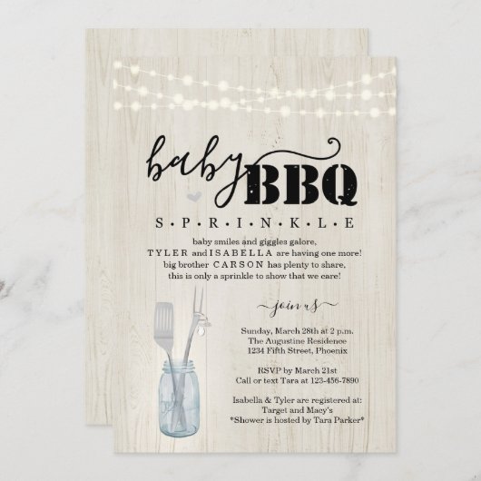 ベビーふりかけバーベキュー – カップルのベビーQ Barbeque Invite 招待状 (正面/裏面)