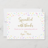 ベビーふりかけピンクパープル金ゴールドありがとう サンキューカード (正面)