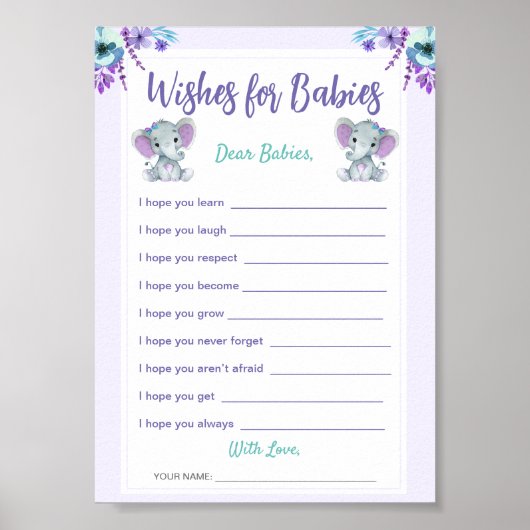 ベビーへの願いツインガールシャワーデジタルカード ポスター (正面)