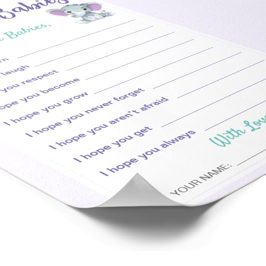 ベビーへの願いツインガールシャワーデジタルカード ポスター (角)