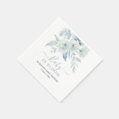 ベビーほこりっぽい青フローラの赤ちゃんシャワー スタンダードカクテルナプキン (角)