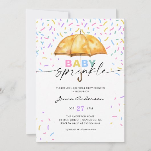ベビーまき赤ちゃんシャワー傘まき 招待状 (正面)