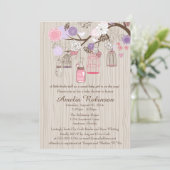 ベビーまたはブライダルシャワーぶら下がった- Cages & Jars 招待状 (スタンド正面)