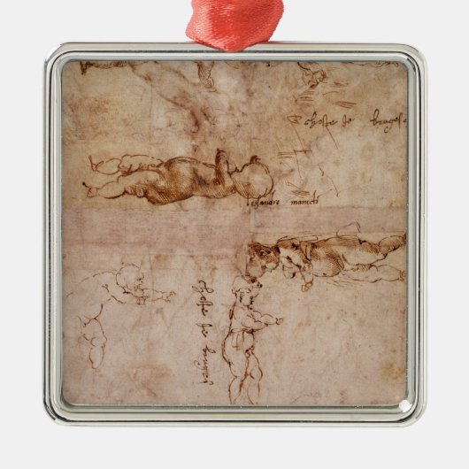 ベビーまたは天使のスケッチのW.4vのページ メタルオーナメント (正面)