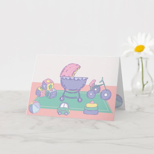 ベビーよくはしゃぐのおもちゃパステル色 カード (小さな植物)
