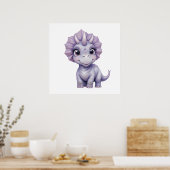 ベビーよくはしゃぐ恐竜キャンバス – キッズルーム ポスター (キッチン)