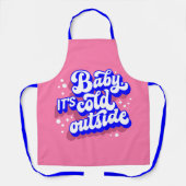 ベビーよくはしゃぐ、冬の外は寒いデザイン エプロン (正面)
