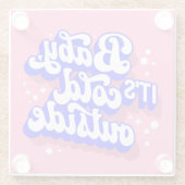 ベビーよくはしゃぐ、冬の外は寒いデザイン ガラスコースター (裏面)