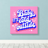 ベビーよくはしゃぐ、冬の外は寒いデザイン キャンバスプリント (インサイチュ (ウッドフロア))