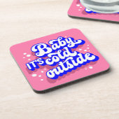 ベビーよくはしゃぐ、冬の外は寒いデザイン コースター (左側)