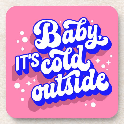 ベビーよくはしゃぐ、冬の外は寒いデザイン コースター (正面)