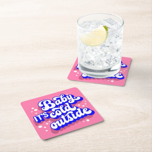 ベビーよくはしゃぐ、冬の外は寒いデザイン スクエアペーパーコースター (インサイチュ)